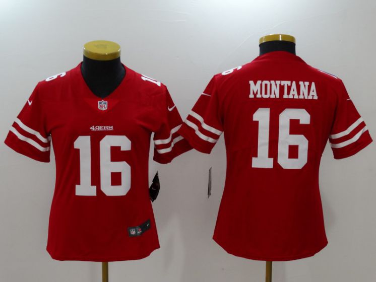 Women San Francisco 49ers #16 Montana Red Nike Vapor Untouchable Limited NFL Jerseys